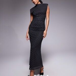 ASOS Black Polka Dot Sleeveless Maxi Dress